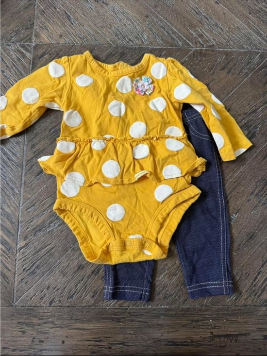 Carter's Other - Carter's Yellow Polka Dot Ruffle Bodysuit with Navy Leggings
